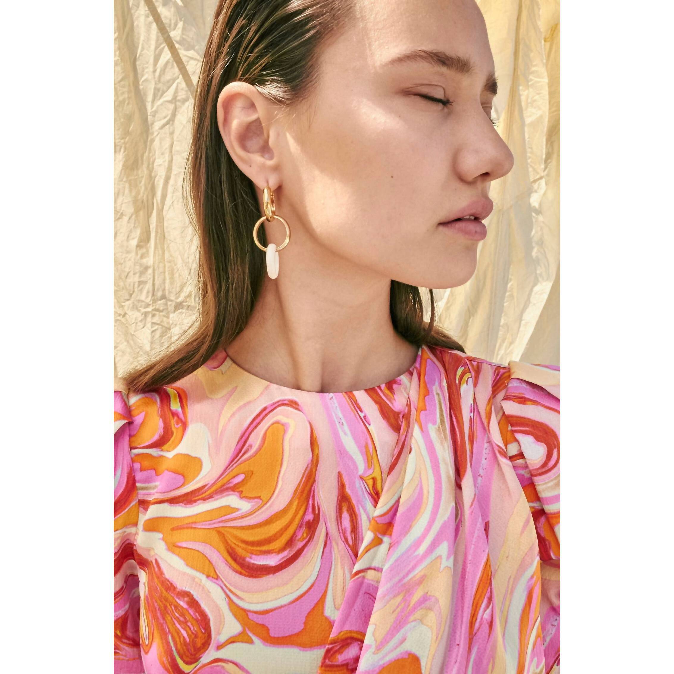 New Aiifos Stephanie Silk Satin Mini Dress In Pink Marble — image 3 of 3